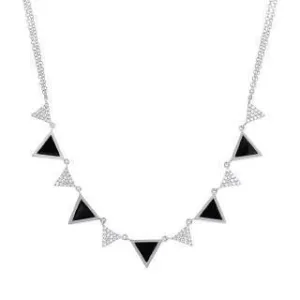 0.26ct Diamond & 1.00ct Onyx 14k White Gold Triangle Necklace