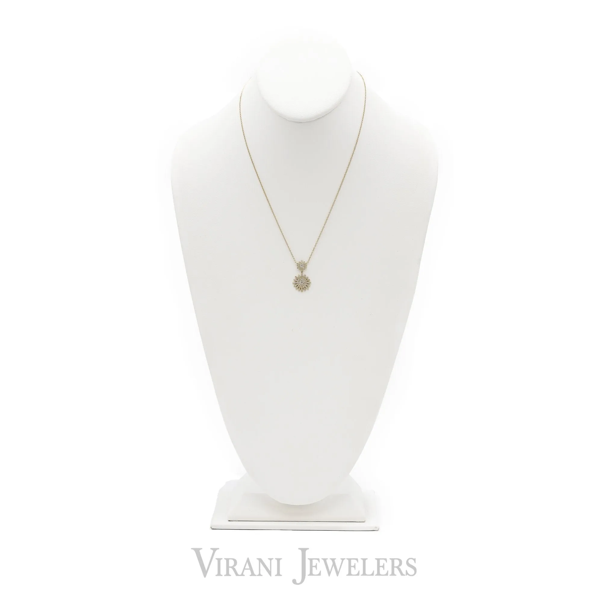 0.32CT Diamond Dual Pendant Necklace set in 14K Yellow Gold