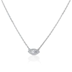 0.50 CT Marquise Diamond Solitaire Bezel-Set 14K White Gold Necklace