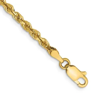 14K 8 Inch 3mm Diamond-cut Quadruple Rope Lobster Clasp Chain Bracelet