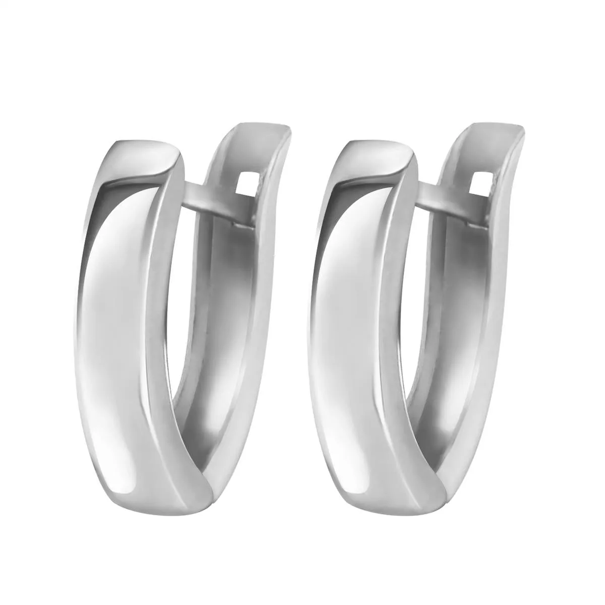 14K Solid White Gold Velvet Nights Huggie Earrings