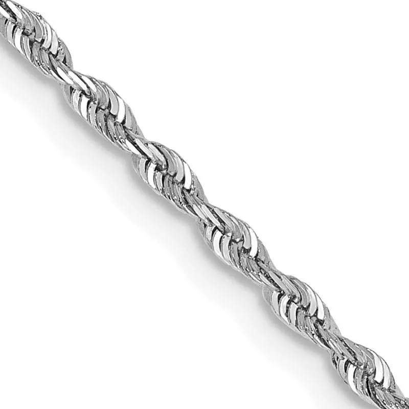 14K White Gold 1.85mm Diamond-cut Quadruple Rope Lobster Clasp Chain Necklace