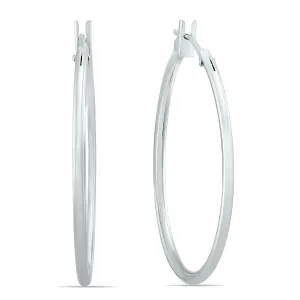 14K White Gold 25Mm Hoop Earrings (1.5Mm Gauges)