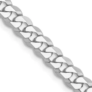 14K White Gold 4.75mm Flat Beveled Curb with Lobster Clasp Chain Necklace