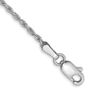 14K White Gold 6 inch 1.3mm Diamond-cut Machine Made Rope with Lobster Clasp Chain Bracelet Chain Bracelet