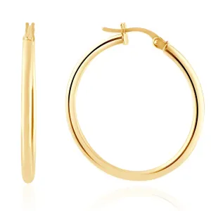 14k Yellow Gold 2mm Designer Hoops Women's Earrings 1" Tall 1.25grams