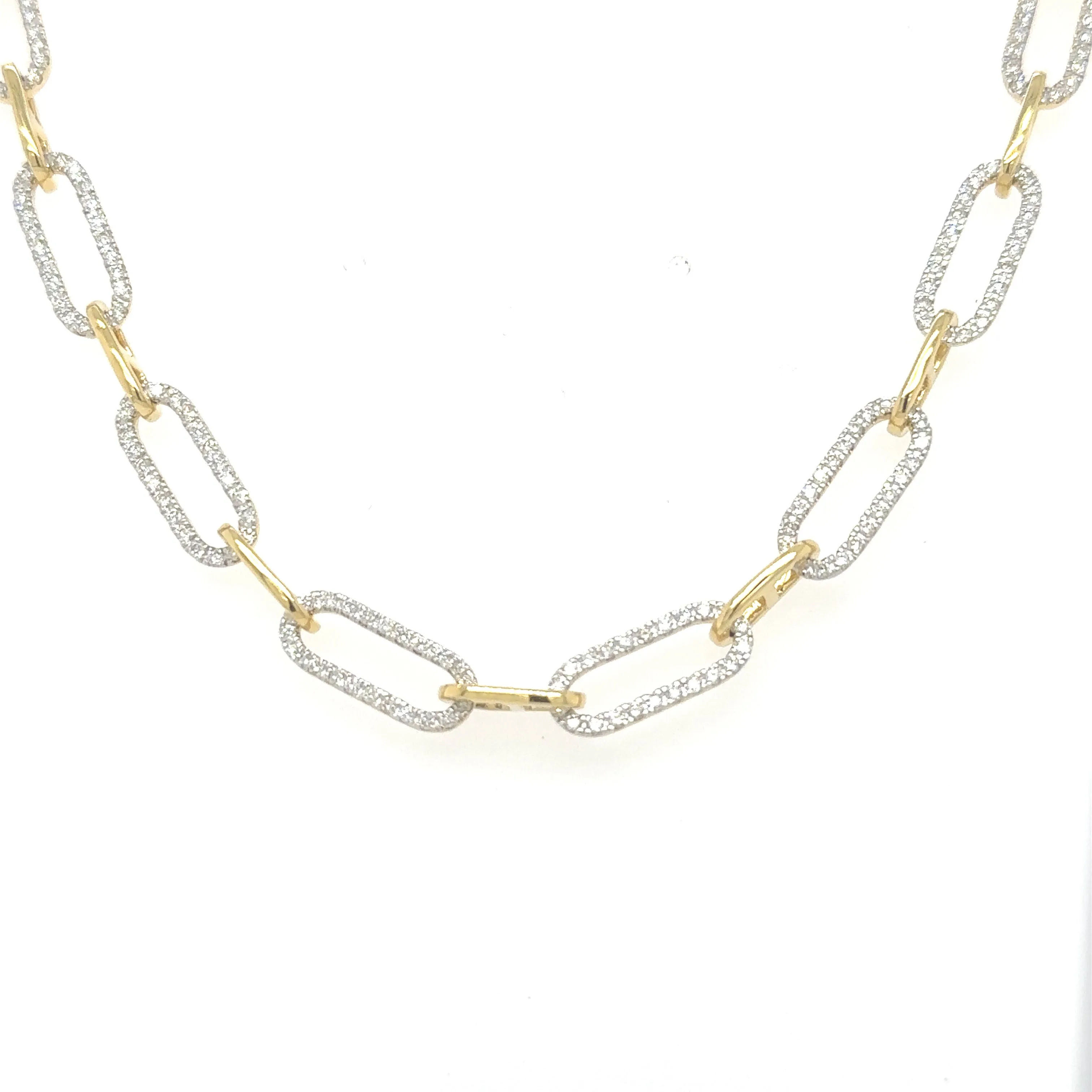 14K Yellow Gold 4.17ct Diamond Link Necklace (18-inch)