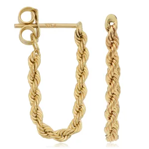 14k Yellow Gold Rope Chain Earrings