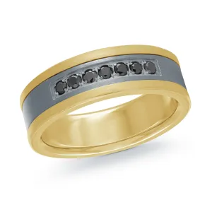 14K Yellow Gold with Carbon Fiber Ring from the Tantalum Collection by Malo - MRDTN-044-7YBD