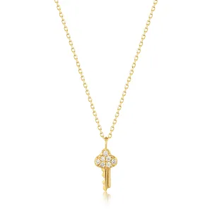 14kt Gold Natural Diamond Key Necklace