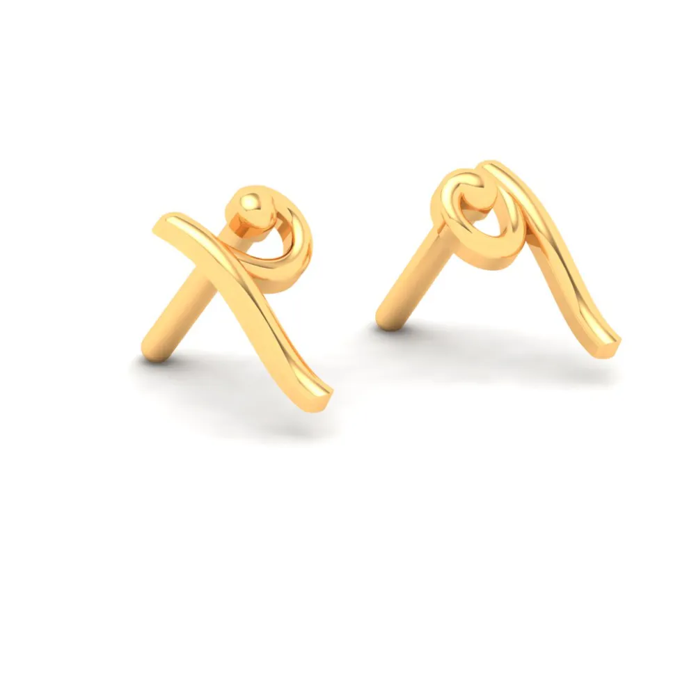 14KT Unique Shape Gold Stud Earrings From Online Exclusive