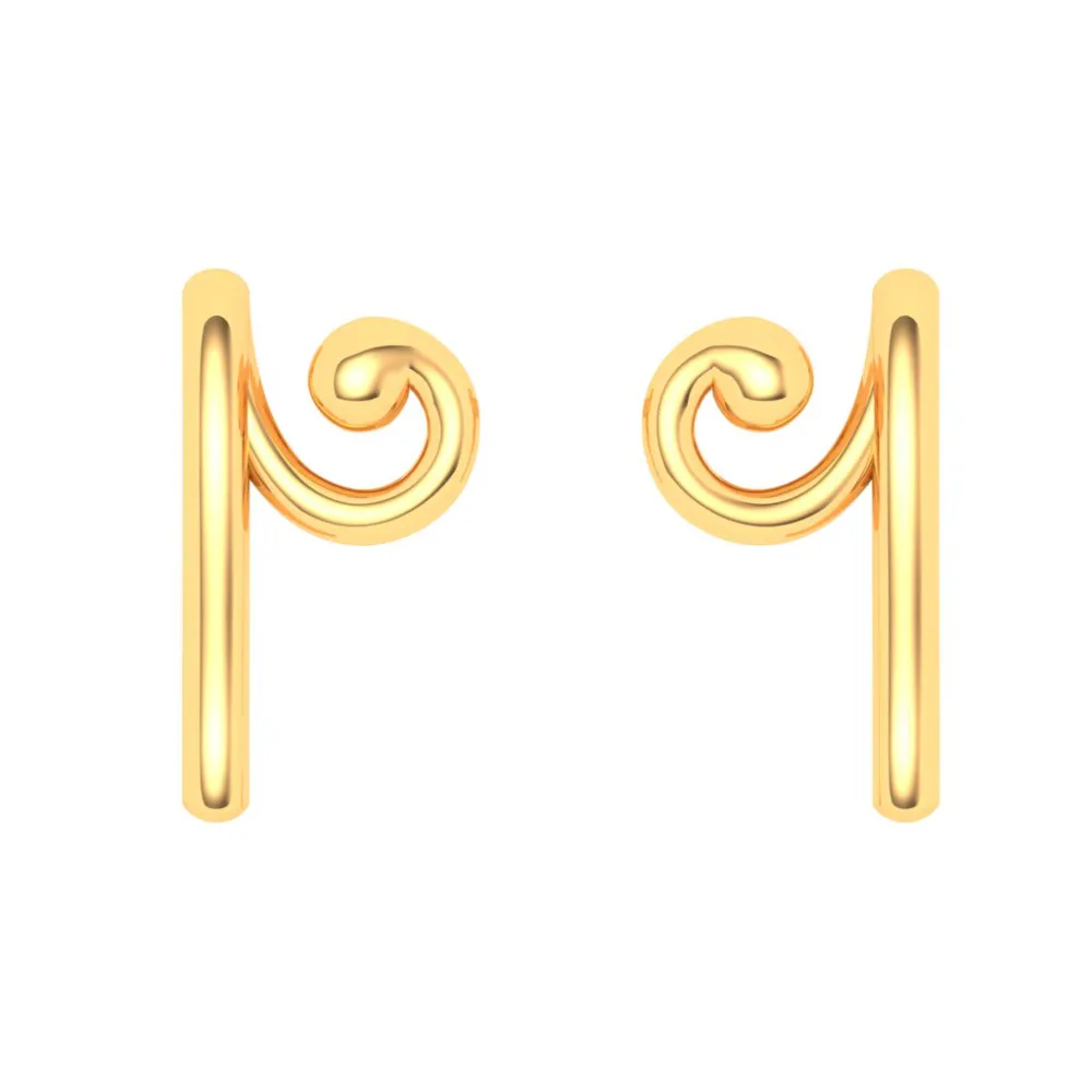 14KT Unique Shape Gold Stud Earrings From Online Exclusive