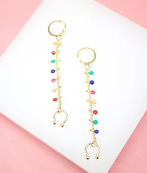 18K Gold Filled Long Drop Dangle Earrings