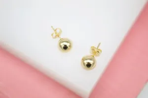 18K Gold Filled Small Gold And Rhodium 8mm Stud Earrings (L144)