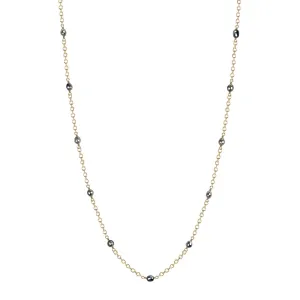 18K Gold Grey Japanese Akoya Pearls on Chain