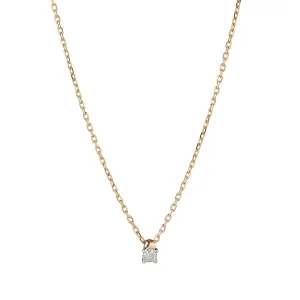 18kt Yellow Gold Floating Natural Diamond .04ct Pendant Necklace