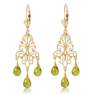 3.75 Carat 14K Solid Yellow Gold Intricacy Peridot Earrings