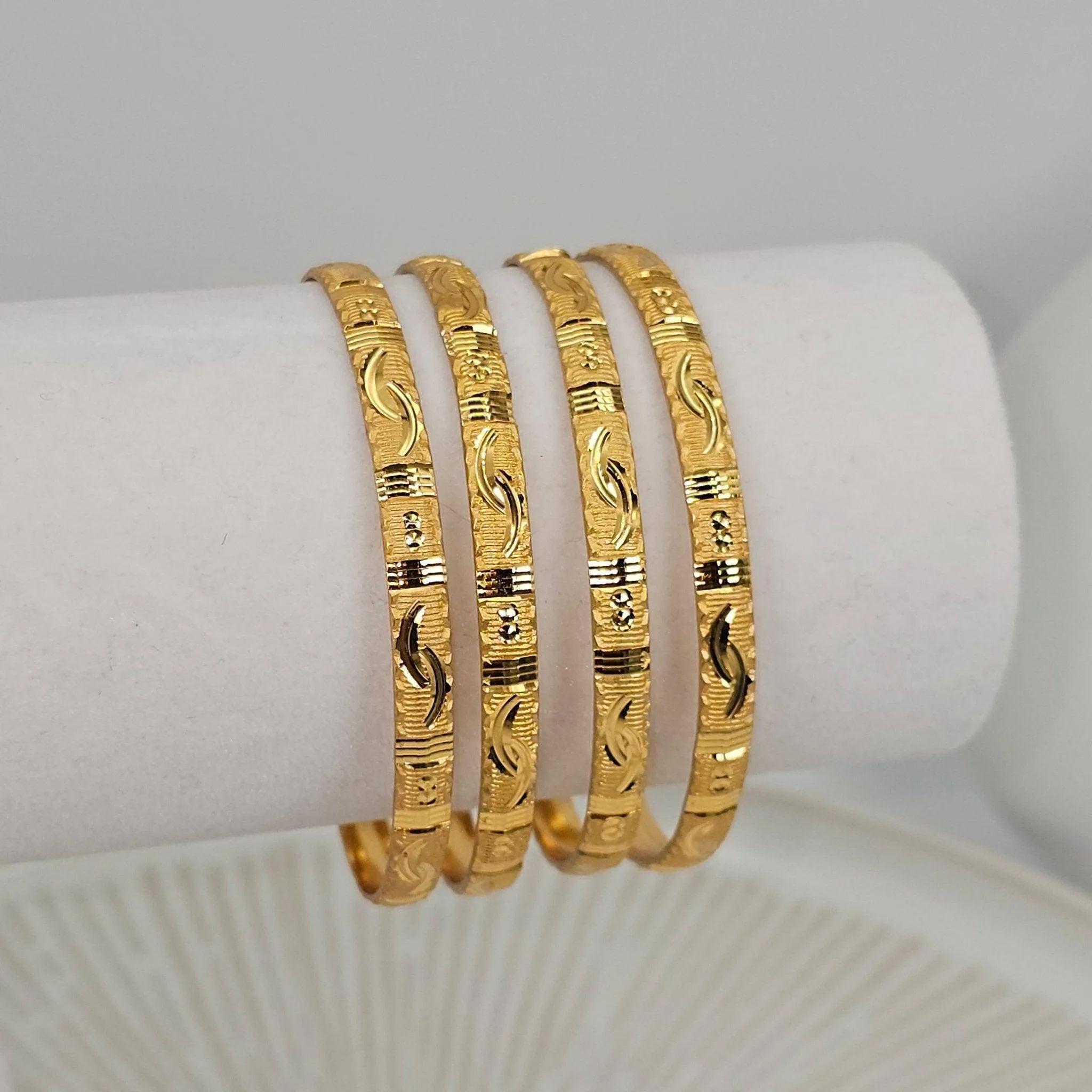 4 Pcs of Gold Plated Indian Bangles