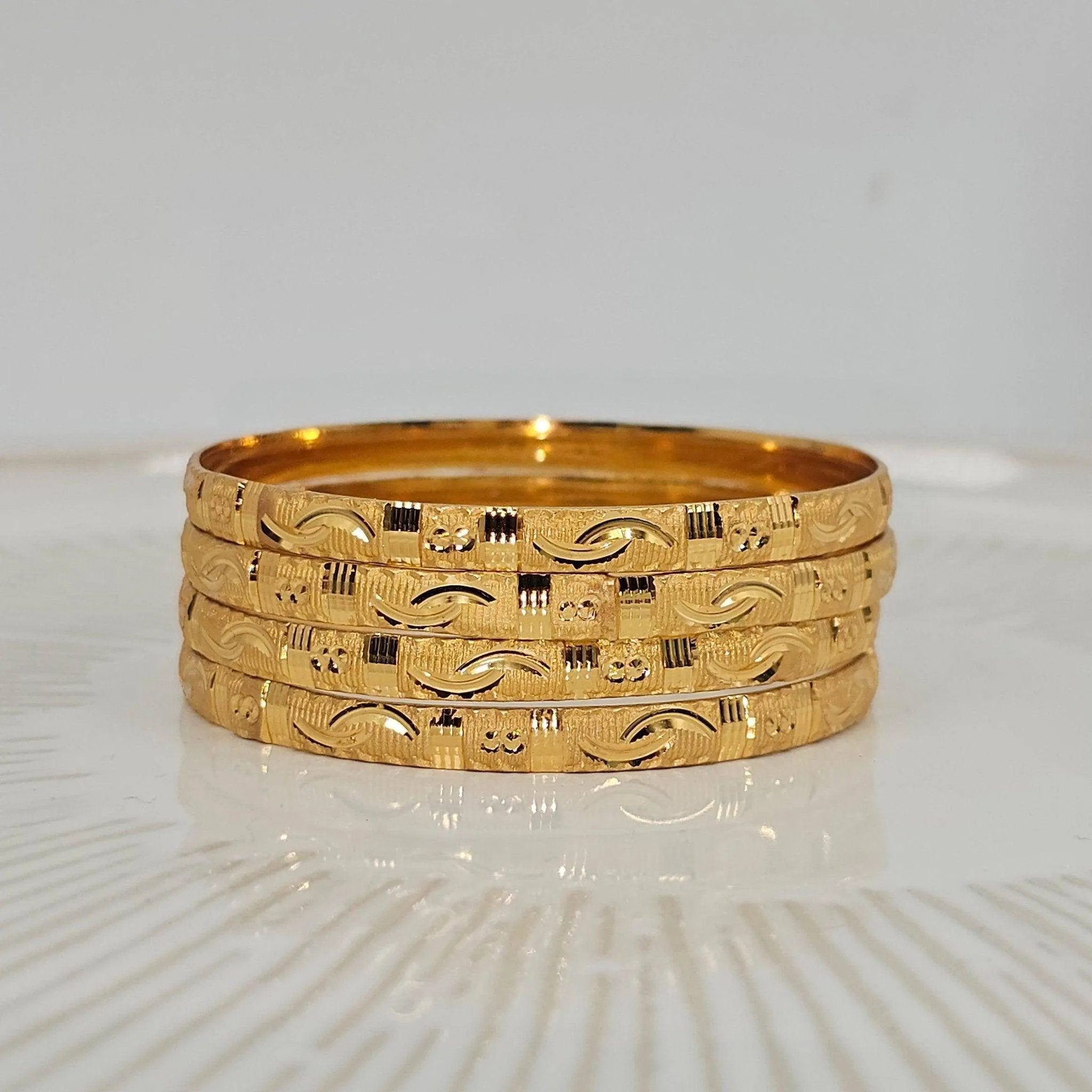 4 Pcs of Gold Plated Indian Bangles