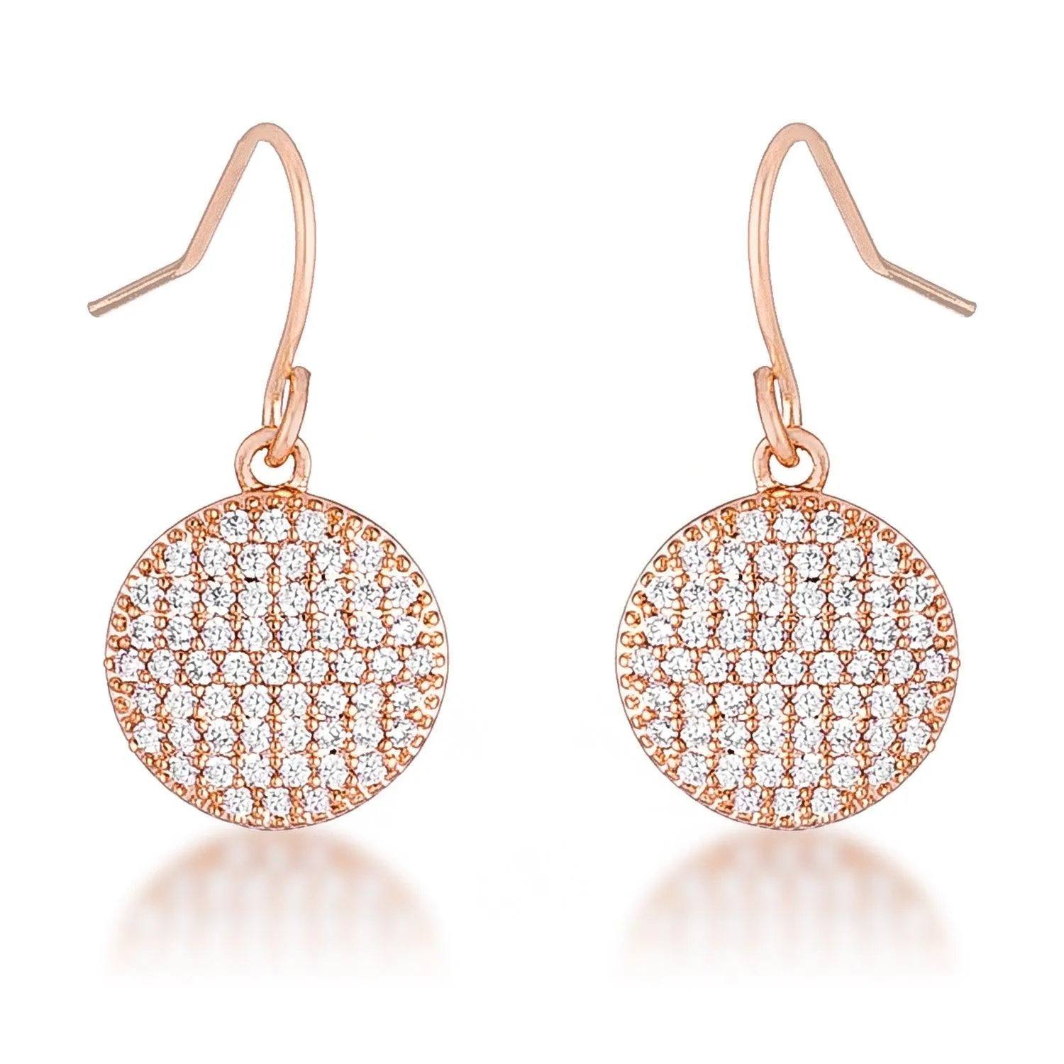 .6 Ct Elegant CZ Rose Gold Plated Disk Earrings