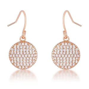 .6 Ct Elegant CZ Rose Gold Plated Disk Earrings