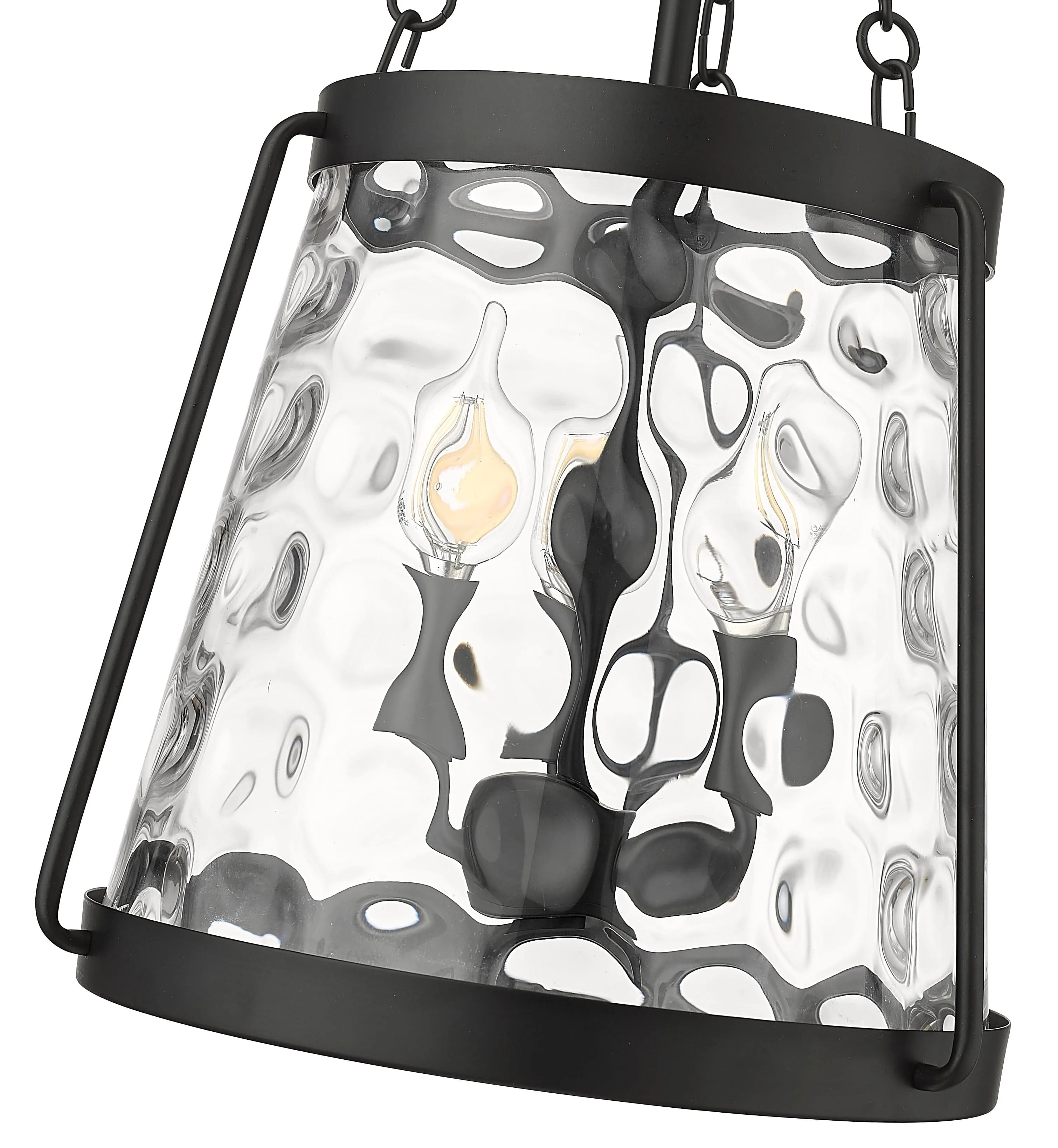 Adabella Pendant - Matte Black - Clear Hammered Glass - 11.75in. Diameter - E12 Candelabra Base