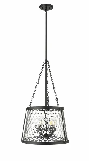 Adabella Pendant - Matte Black - Clear Hammered Glass - 18.125in. Diameter - E12 Candelabra Base