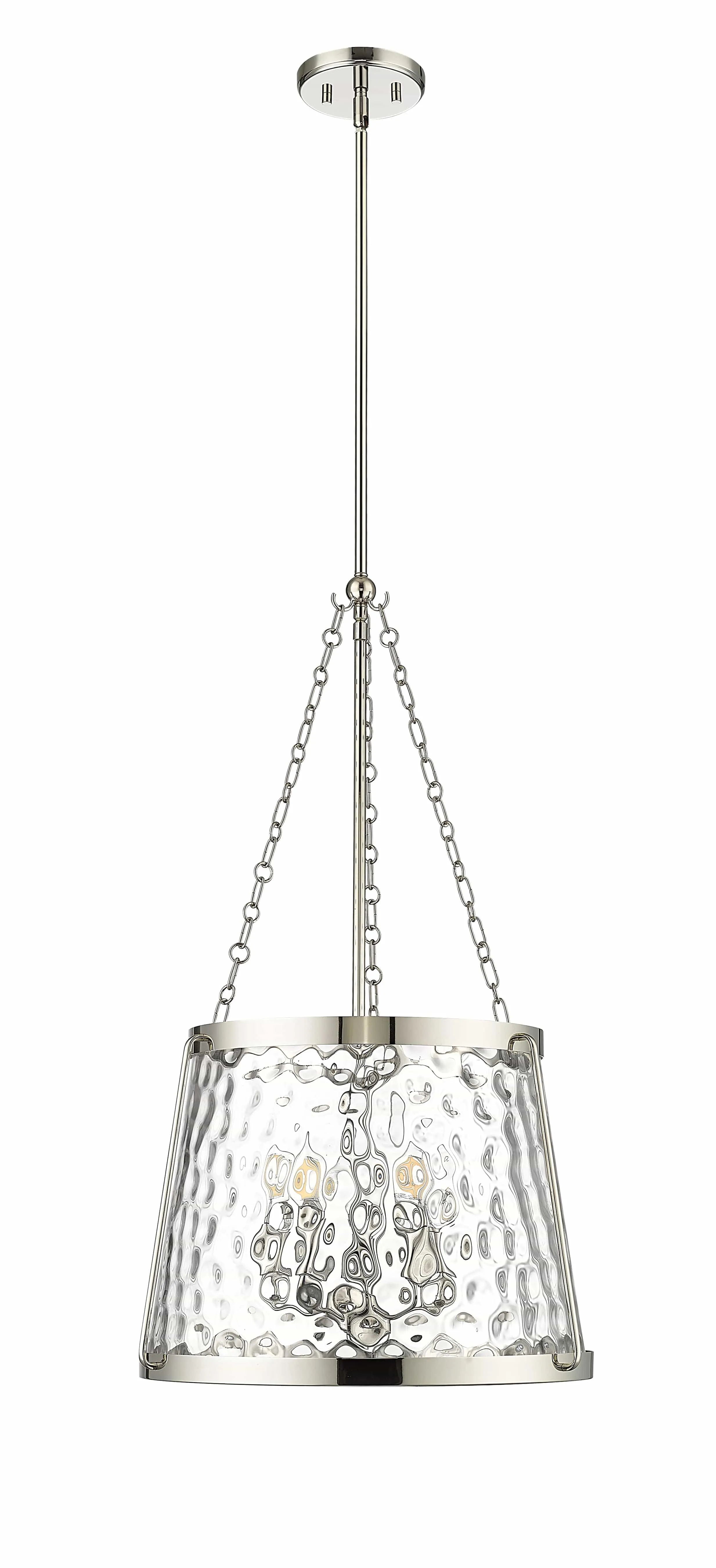 Adabella Pendant - Polished Nickel - Clear Hammered Glass - 18.125in. Diameter - E12 Candelabra Base