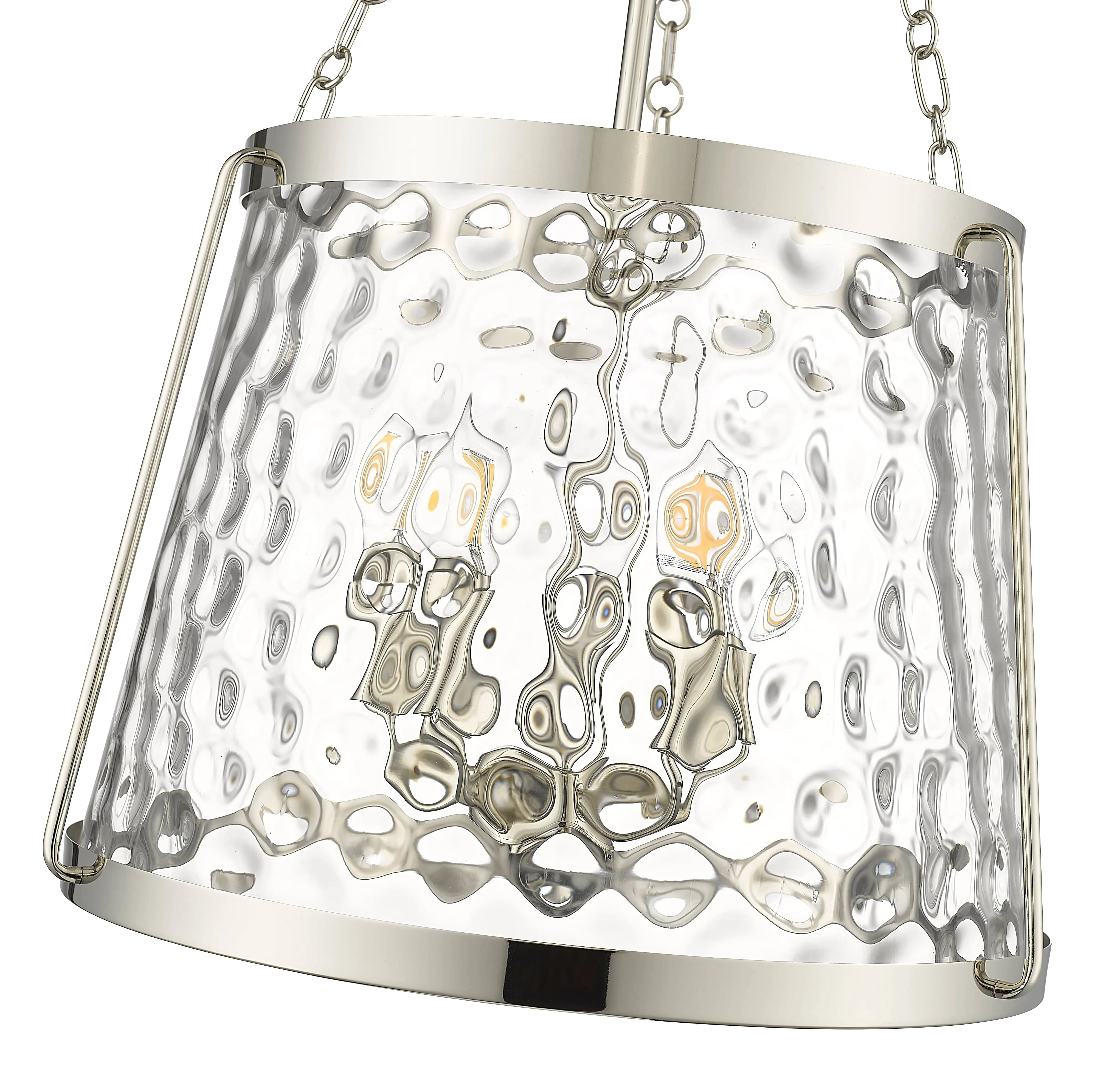 Adabella Pendant - Polished Nickel - Clear Hammered Glass - 18.125in. Diameter - E12 Candelabra Base