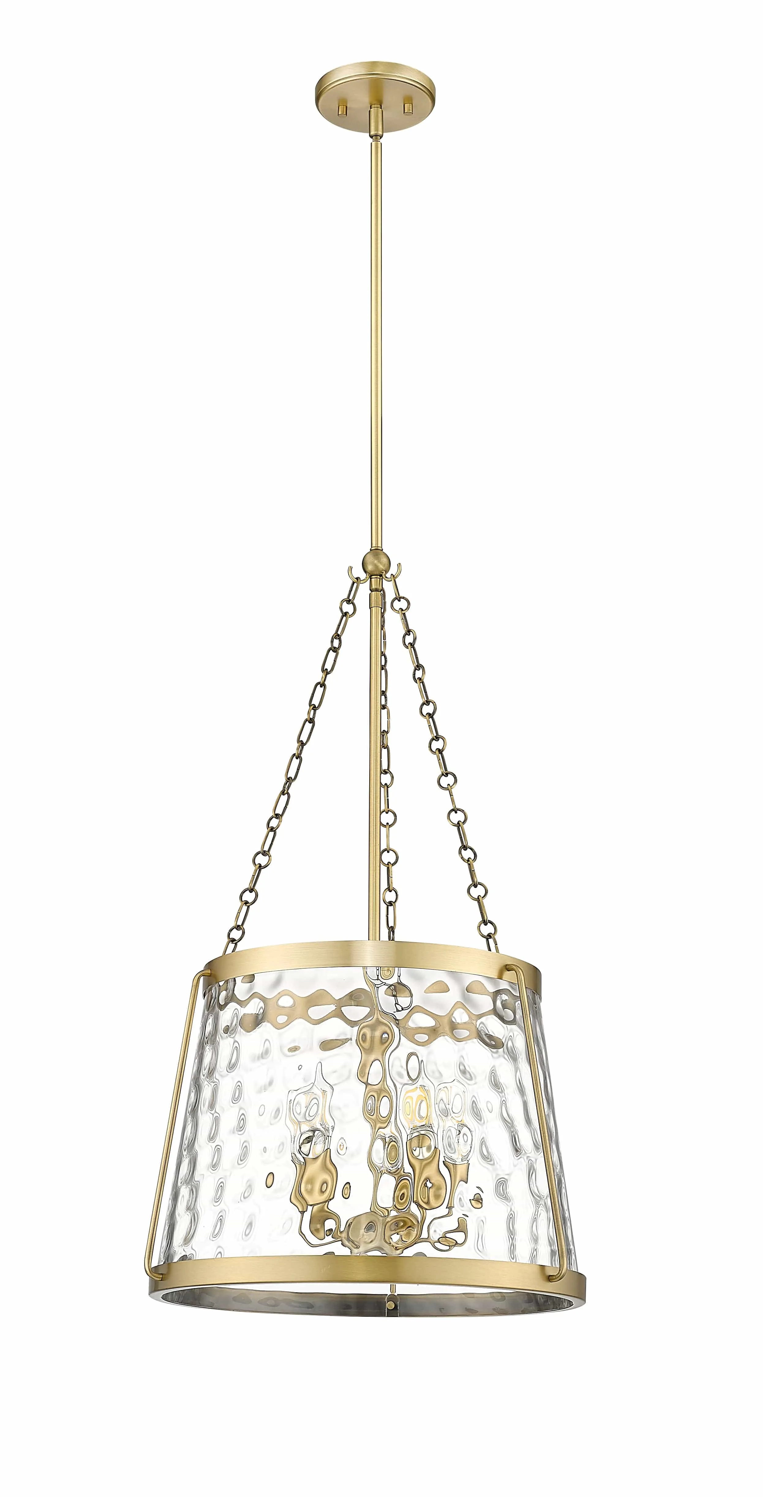 Adabella Pendant - Vintage Brass - Clear Hammered Glass - 18.125in. Diameter - E12 Candelabra Base