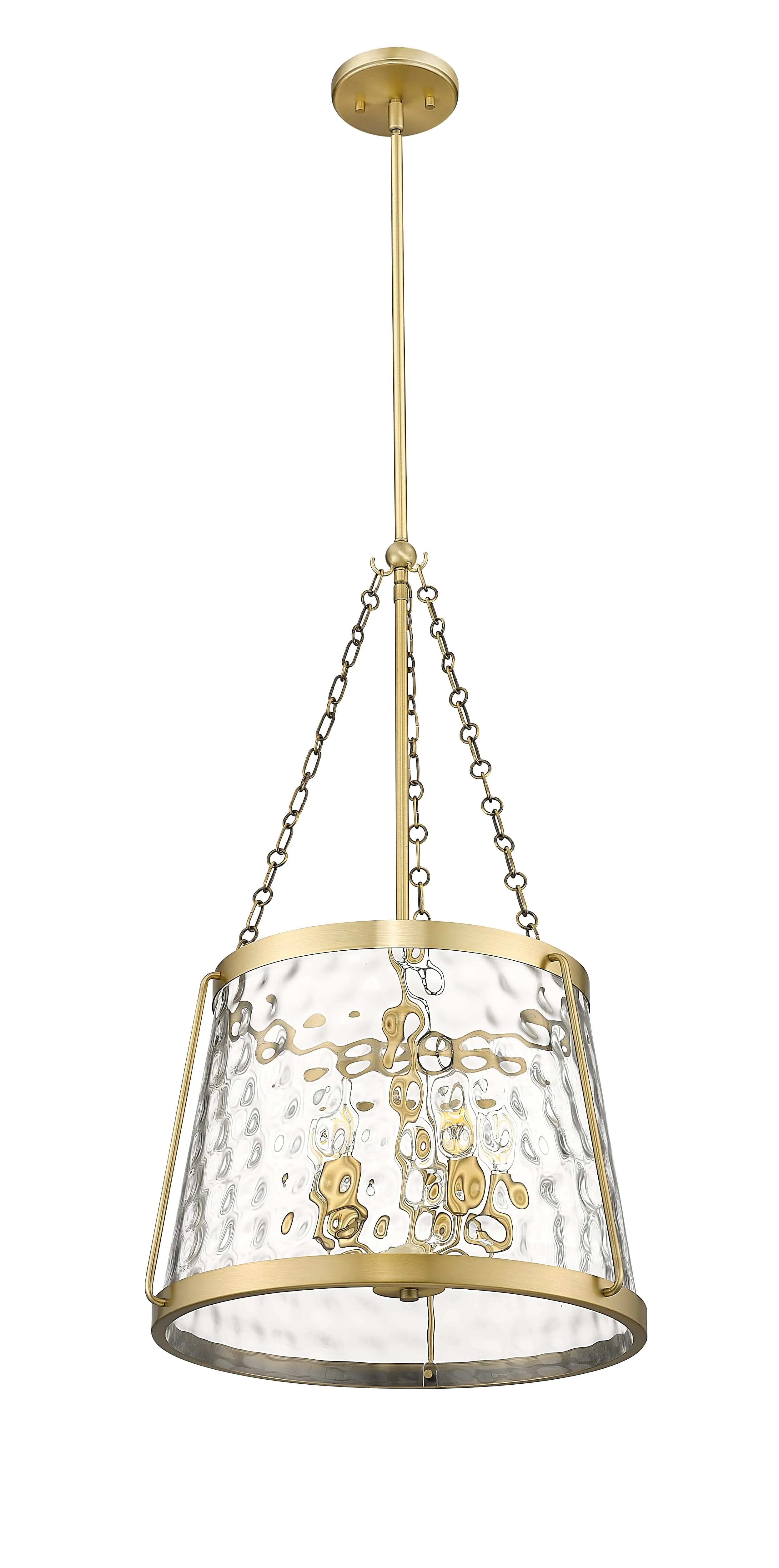 Adabella Pendant - Vintage Brass - Clear Hammered Glass - 18.125in. Diameter - E12 Candelabra Base