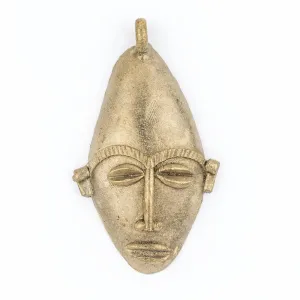 African Elongated Brass Mask Pendant (96x53mm)