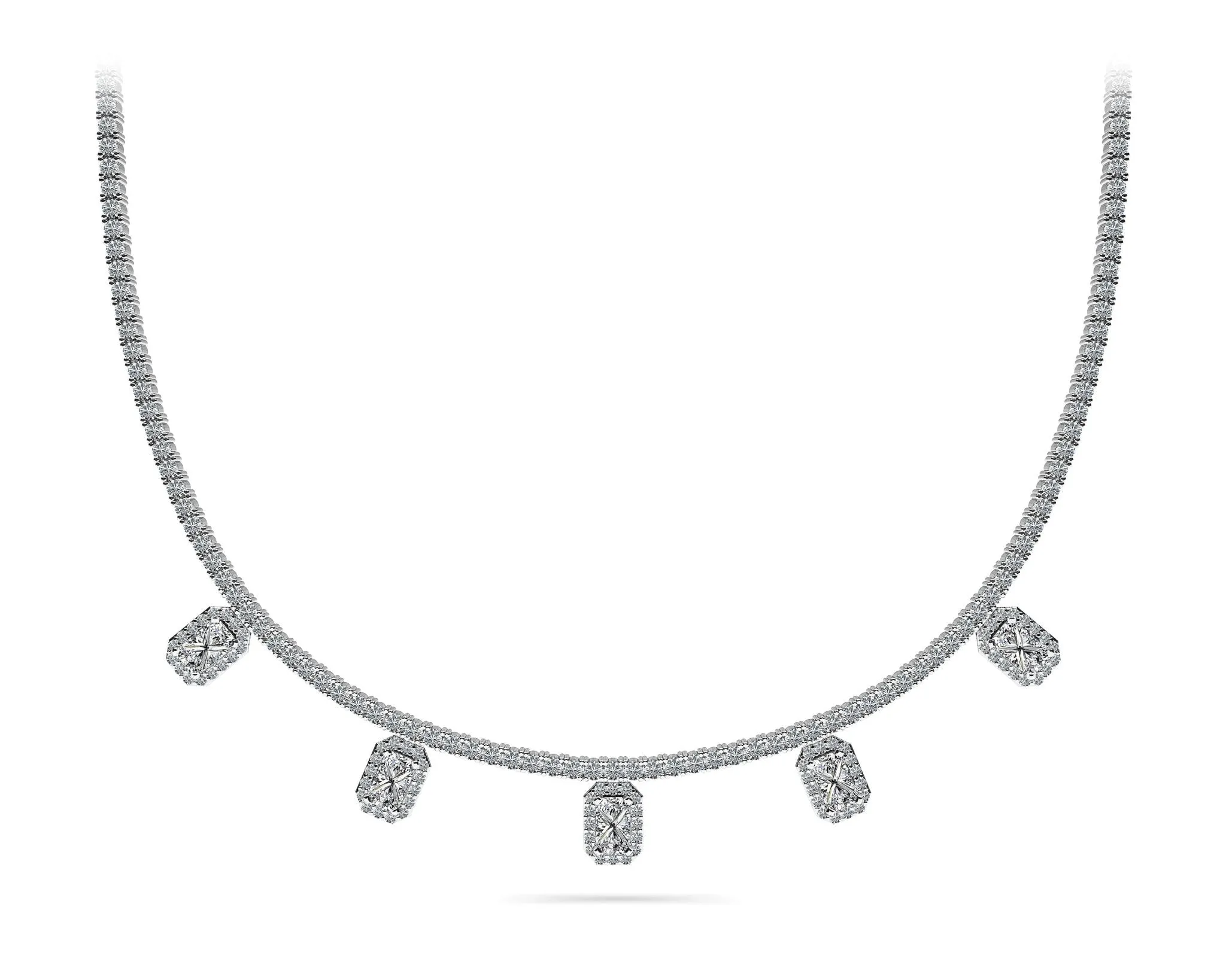 Alluring Diamond Tennis Diamond Necklace with 8.17 ct.(finished) 5x3mm, 1.1mm, 2.2mm