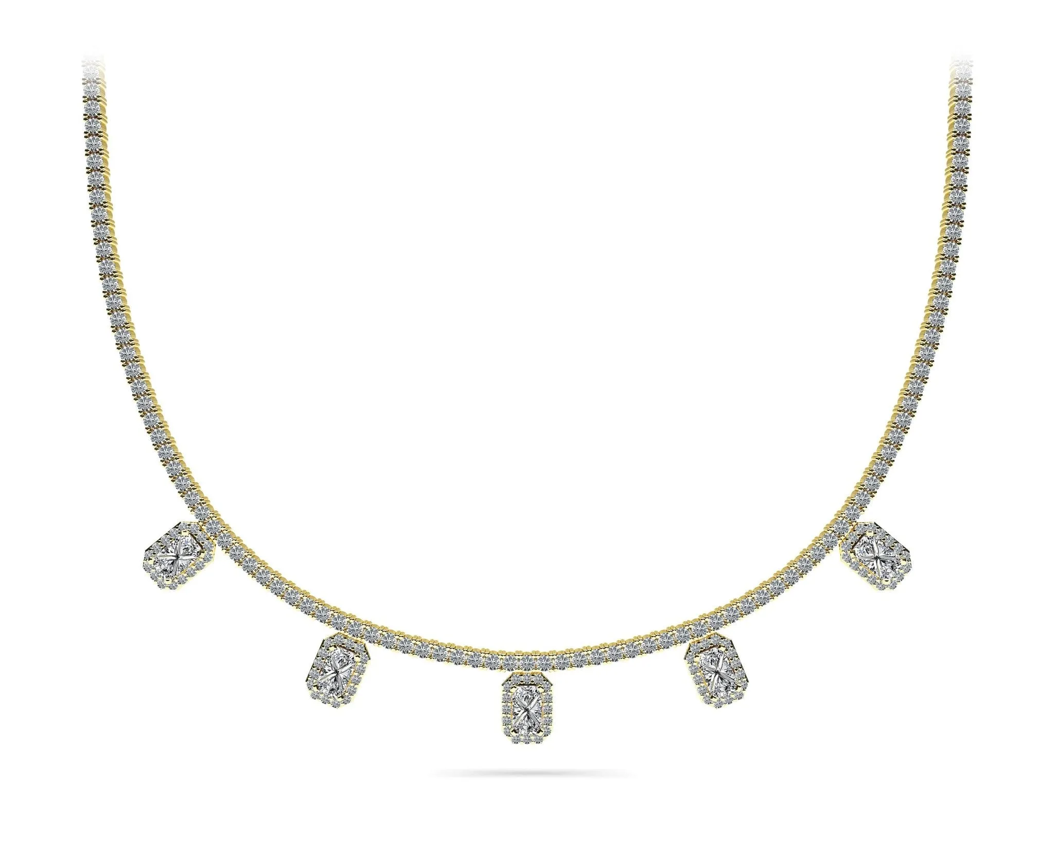 Alluring Diamond Tennis Diamond Necklace with 8.17 ct.(finished) 5x3mm, 1.1mm, 2.2mm