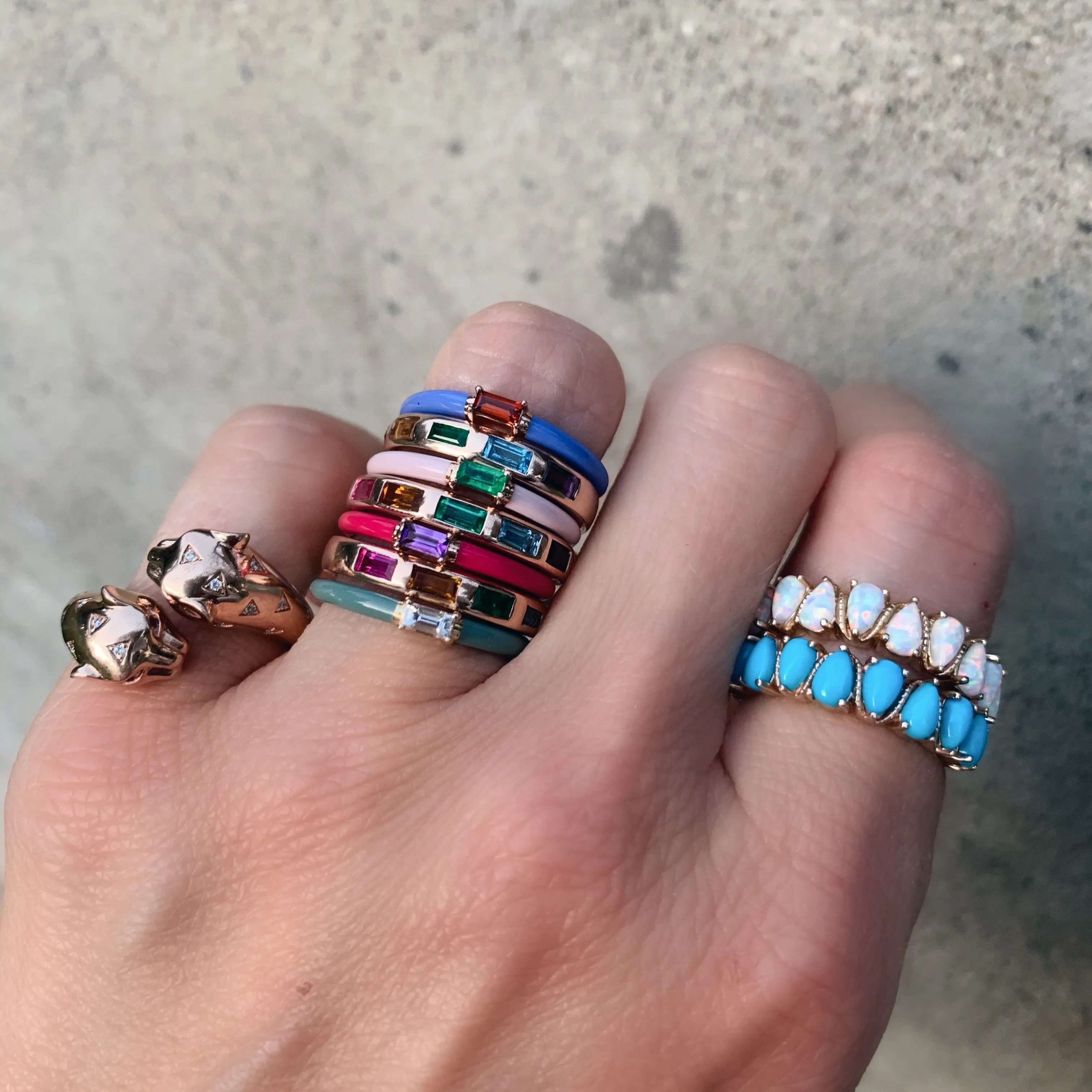 Amanda Rainbow Baguette Band Ring