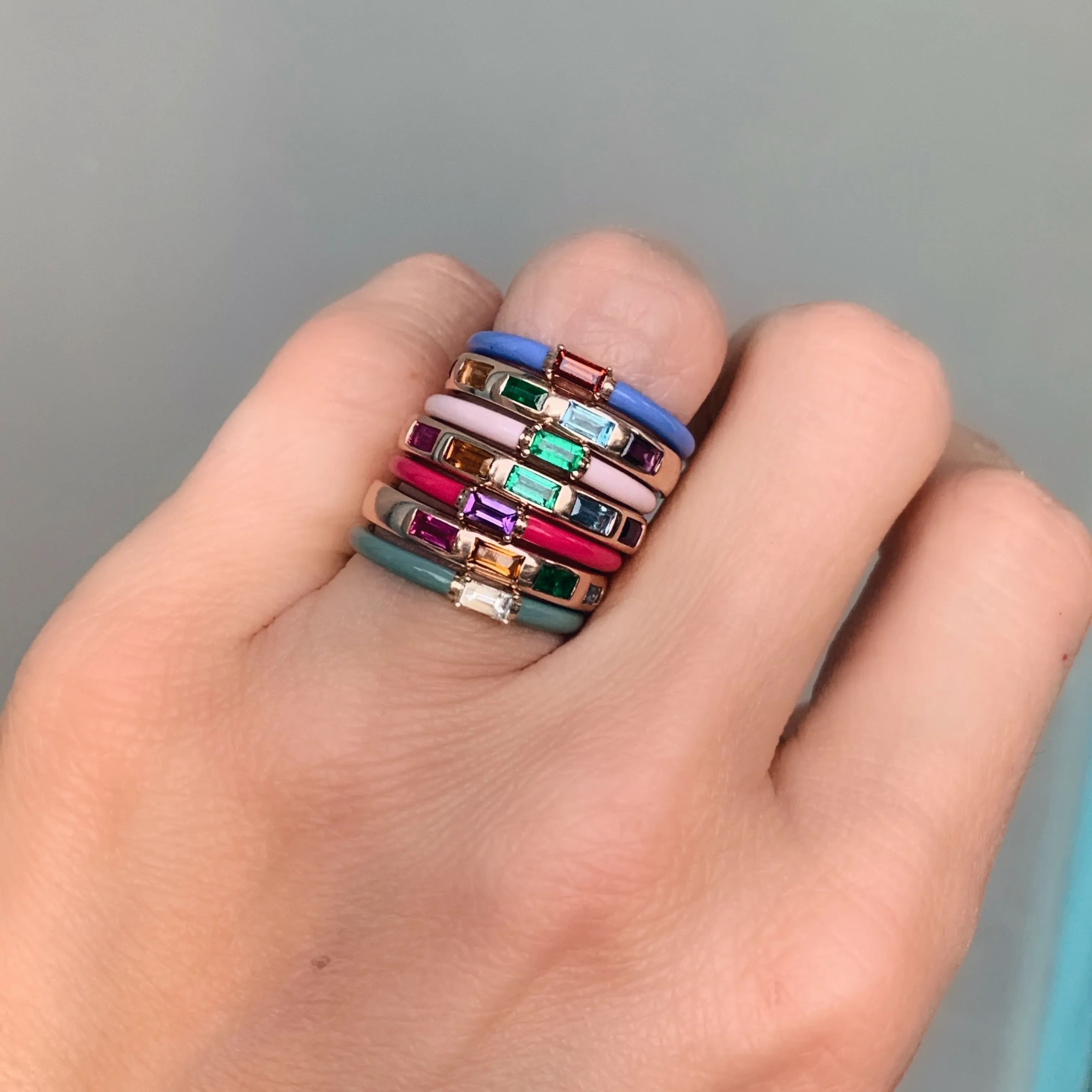 Amanda Rainbow Baguette Band Ring