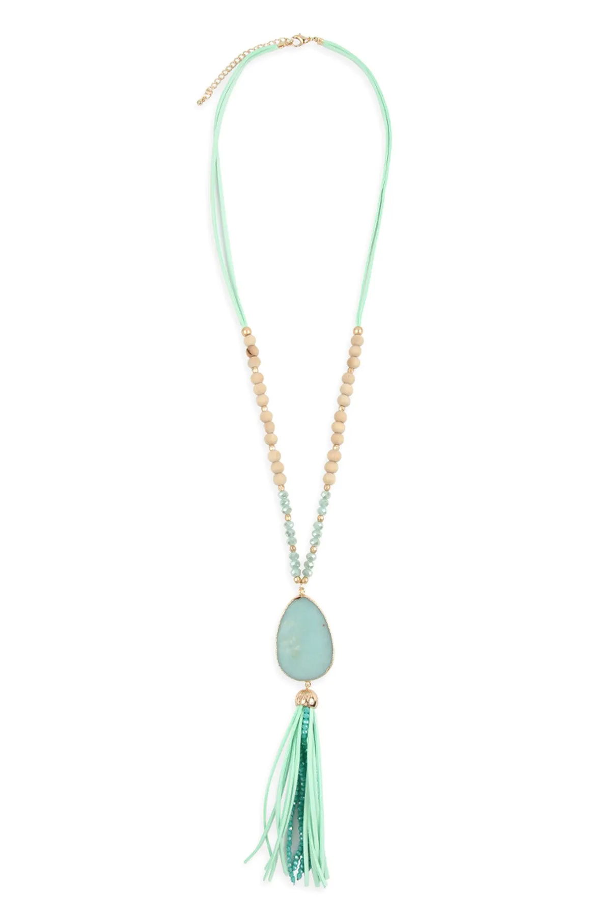 Amazonite Natural Stone with Tassel Pendant Necklace - Pack of 6