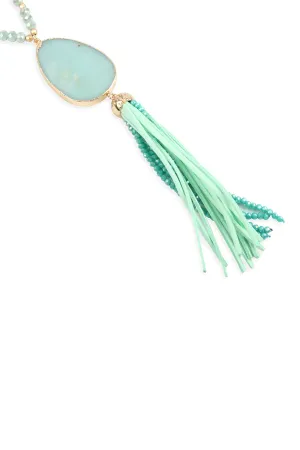 Amazonite Natural Stone with Tassel Pendant Necklace - Pack of 6