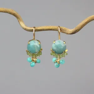 Amazonite Peridot Clover Earrings