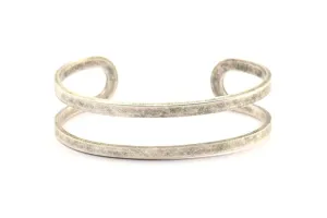 Antique Silver Cuff Bangle, 1 Antique Silver Plated Brass Cuff Bracelet Bangles (17x145x2mm) BRC184 H0390