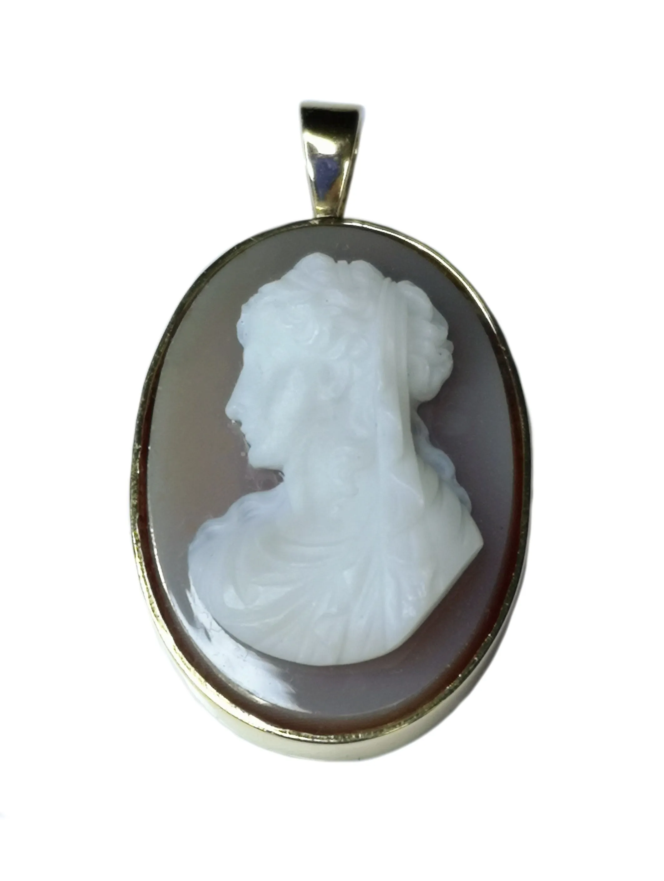 Antique Victorian Hardstone Cameo Pendant 18k Gold