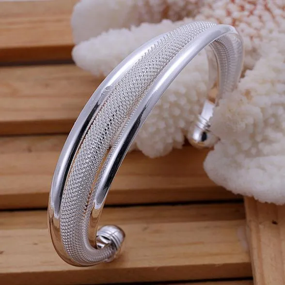 B019  Free Shipping! SGS Test Past Latest Trendy Classic 925 Stamped silver plated jewelry Hot sell Bangle Wholesale Price