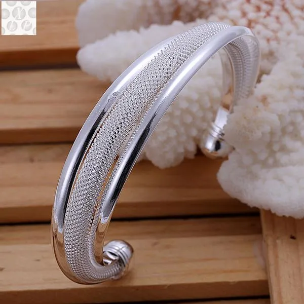 B019  Free Shipping! SGS Test Past Latest Trendy Classic 925 Stamped silver plated jewelry Hot sell Bangle Wholesale Price