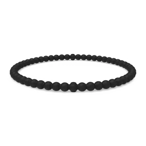 Beaded Stackable Silicone Bracelet - Obsidian