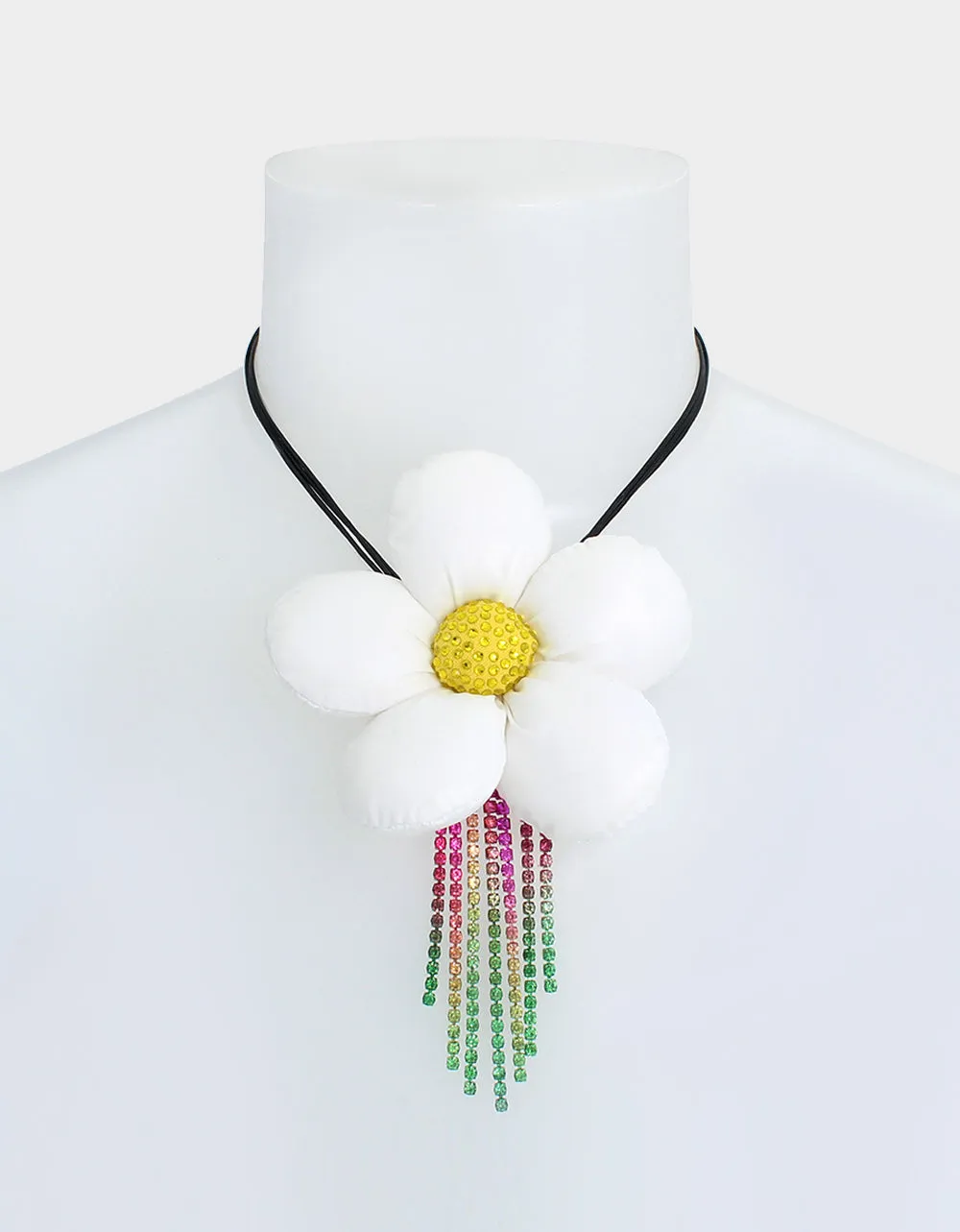 BETSEYS PUFFY FLOWERS SHORT PENDANT WHITE