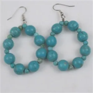 Big Gemstone Beaded Hoop Earrings