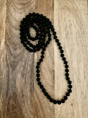 Black Onyx Long Beaded Necklace