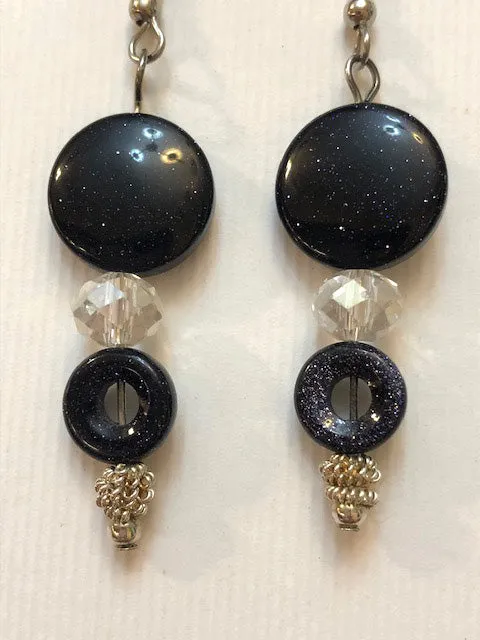 Blue Goldstone Earrings Flat