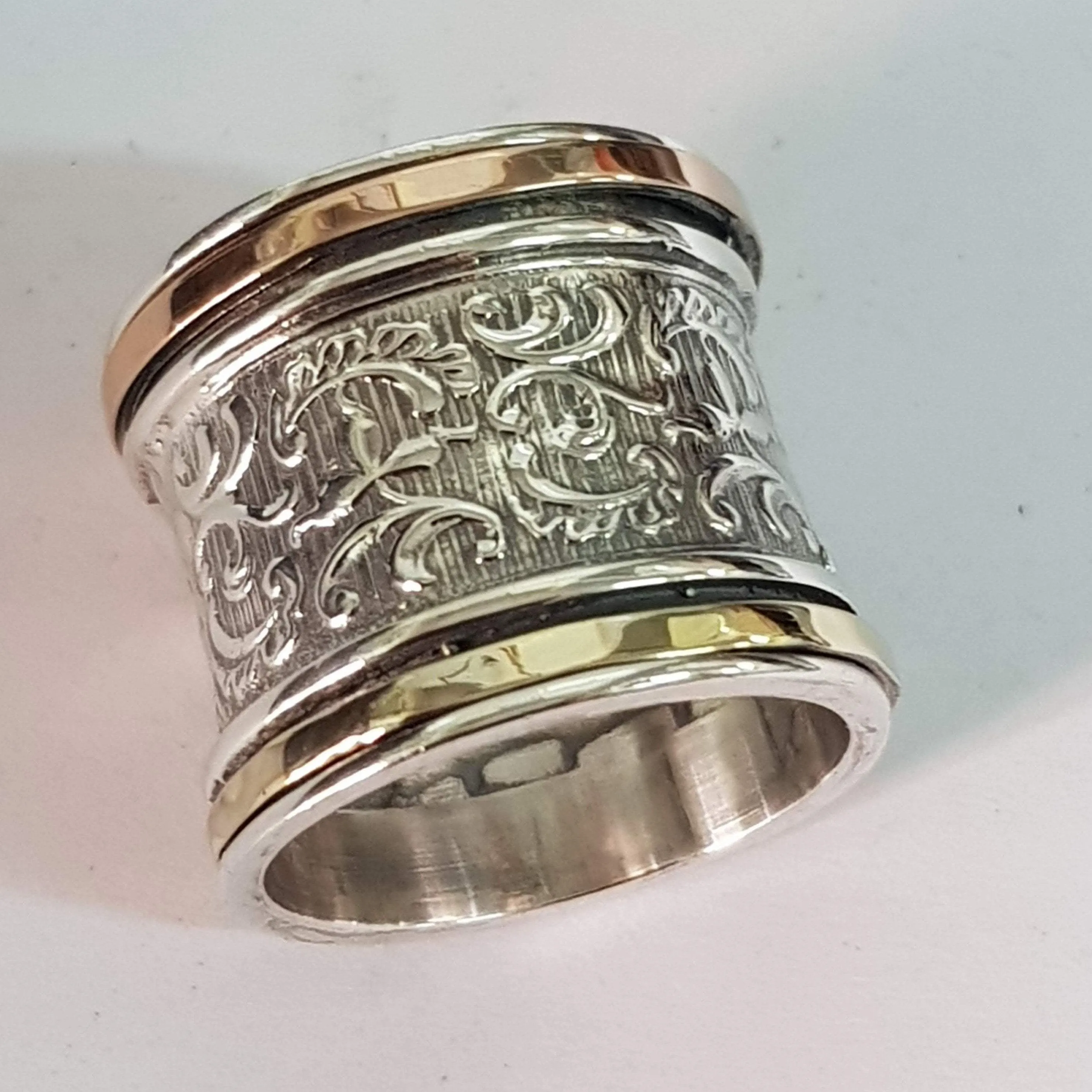 Bluenoemi Sterling Silver and Gold Rings for Woman Spinning ring