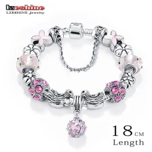 Bottom Price Promotion 2 Weeks LZESHINE Antique Silver Original Women Glass Charm Bracelet &amp; Bangle Fit Charm Bracelet